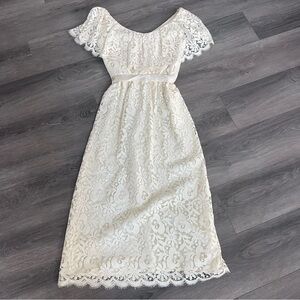 Miss Elliette Cream Lace Midi Dress